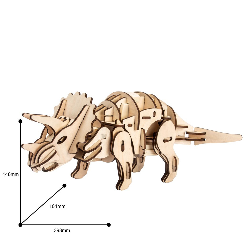 Rô-bốt lắp ráp khủng long Triceratops - Stegosaurus gỗ (Điều khiển bằng âm thanh/ánh sáng/remote) (Bản Tiếng Anh)