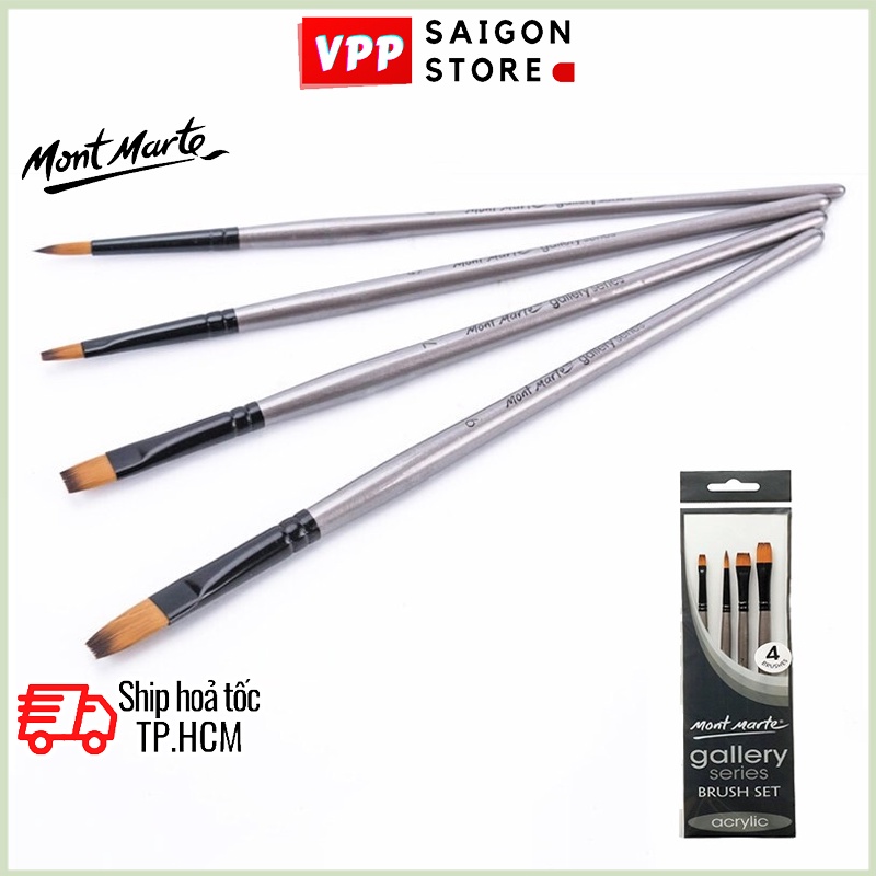 Bộ 4 Cọ Acrylic Mont Marte - Gallery Series Brush Set Acrylic 4pce - BMHS0011