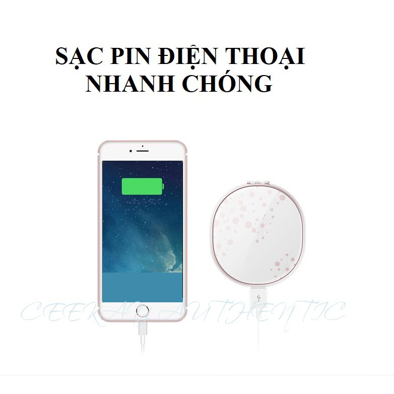 Máy phun sương nano mini tạo độ ẩm cầm tay đa năng 3in1 kết hợp gương mini trang điểm và sạc dự phòng MIRROR chính hãng