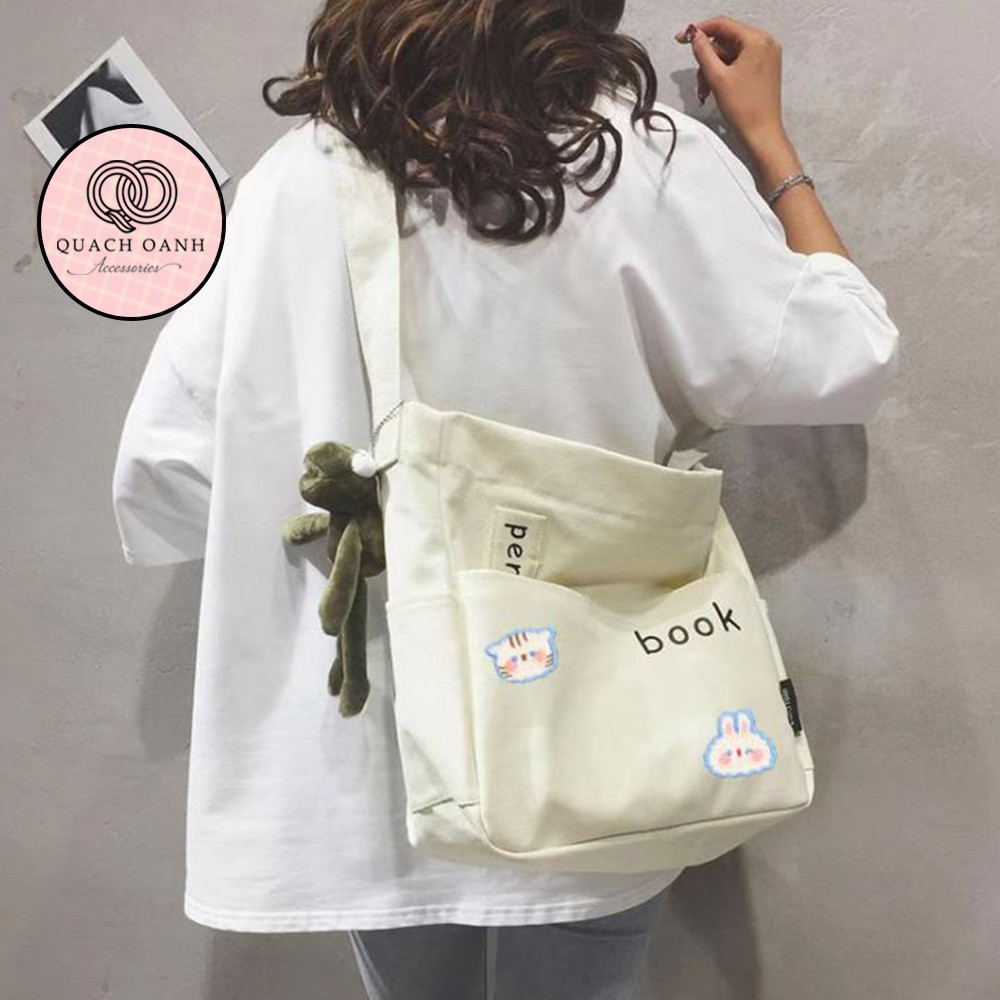 Sticker nhãn dán vải thêu hình thỏ mèo tự dán trang trí sổ, vở, mũ bảo hiểm - ST08