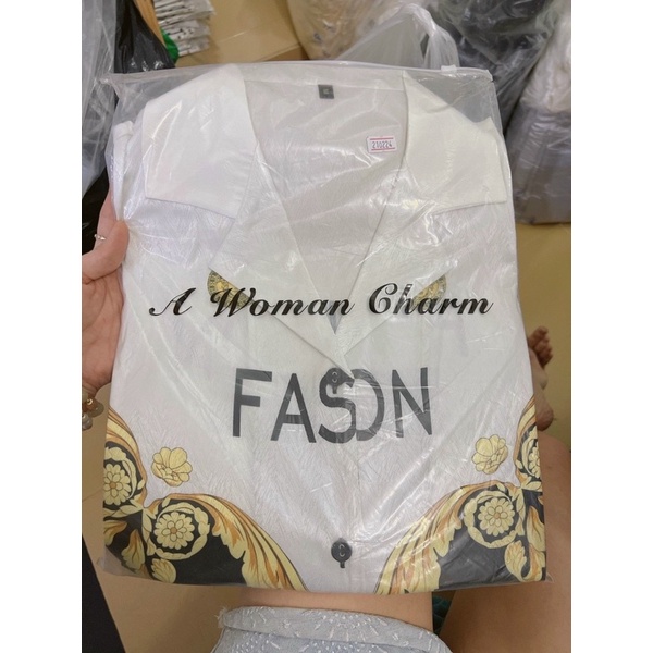 [Hàng sẵn] bộ ngủ mặc nhà pijama lụa xước Quảng Châu cao cấp tay ngắn FASHION