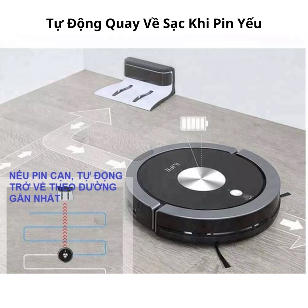 ROBOT HÚT BỤI LAU NHÀ ILIFE X800 - Tự động về sạc khi yếu pin , Nhiều chế độ làm sạch khác nhau - Bảo hành 24 tháng