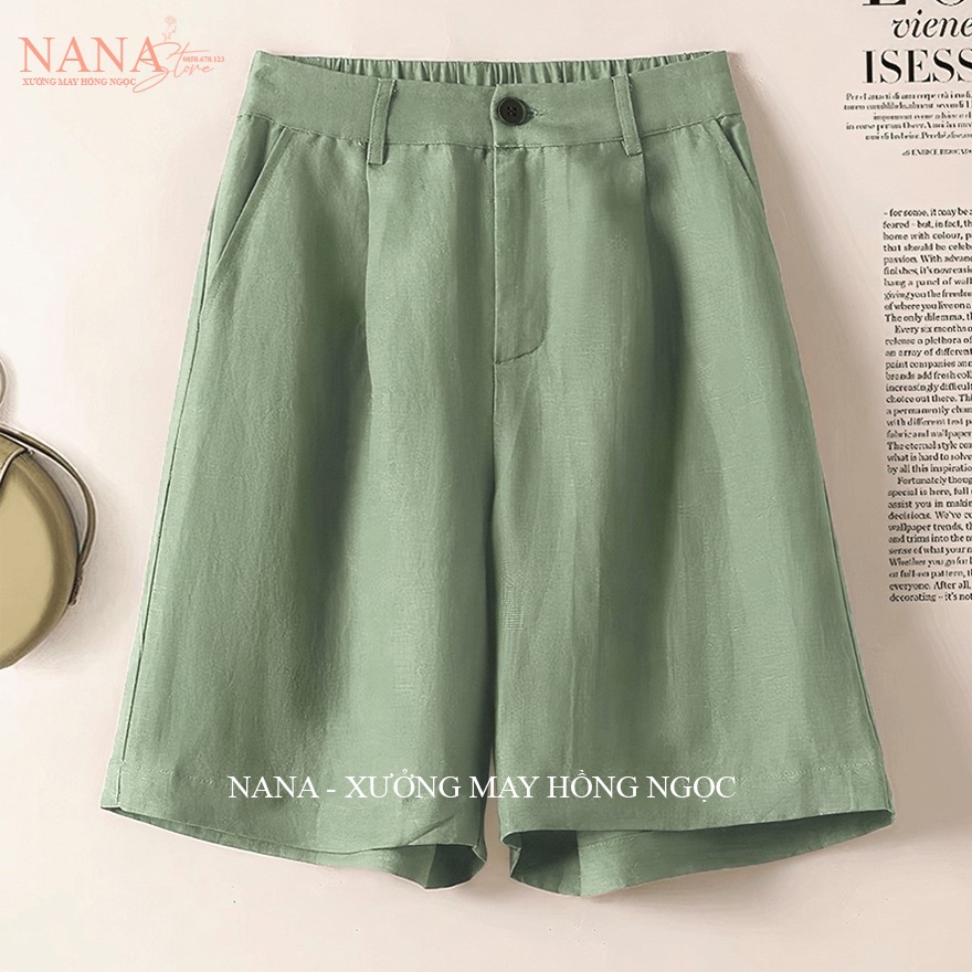 Quần đùi đũi nữ ống rộng lưng thun chun mặc ở nhà - Quần short nữ ống rộng cạp cao khóa thật vải đũi xước mềm đi biển | BigBuy360 - bigbuy360.vn