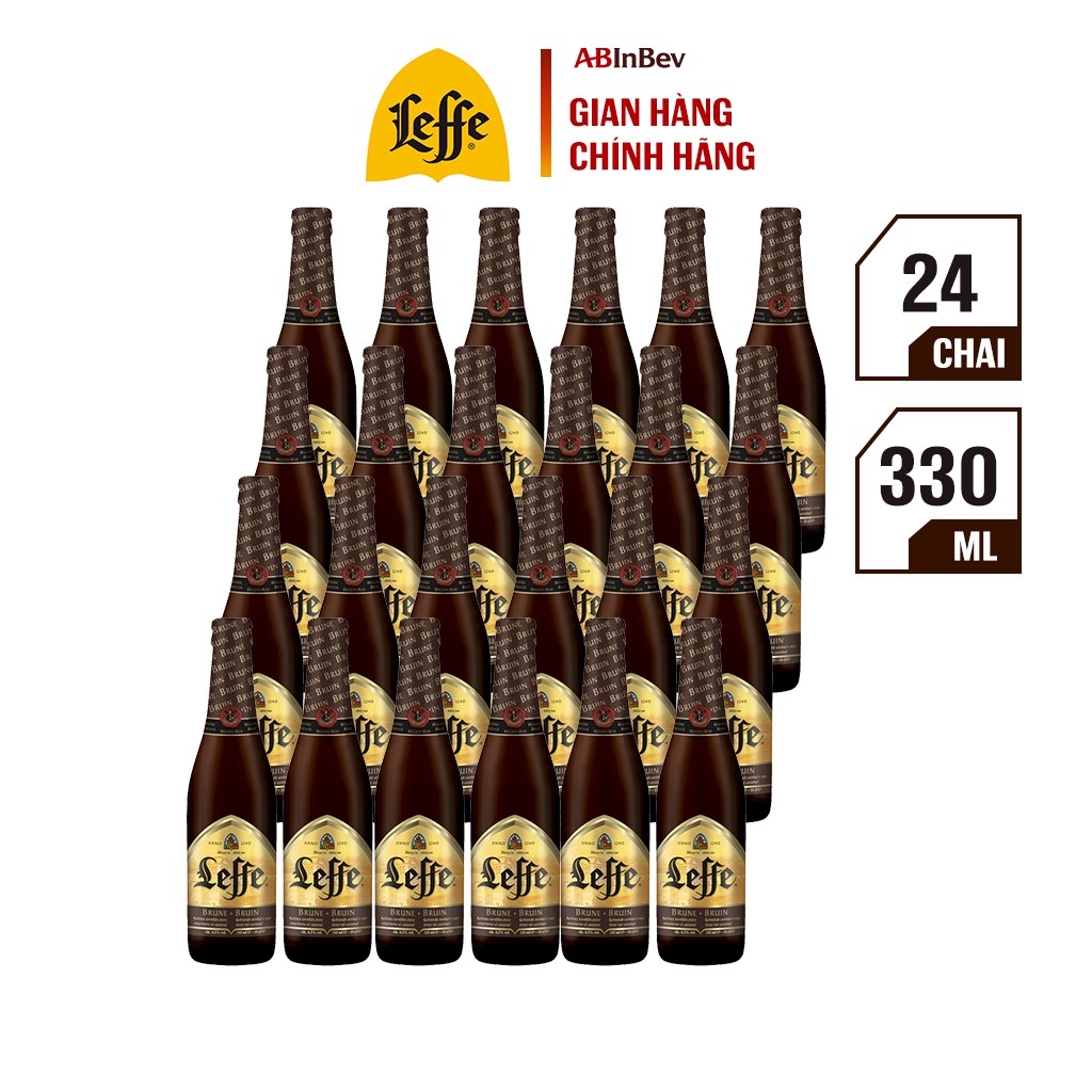 Thùng 24 Chai Leffe Brune (Leffe Nâu) - Bia Nhập Khẩu (330 ml/ chai)