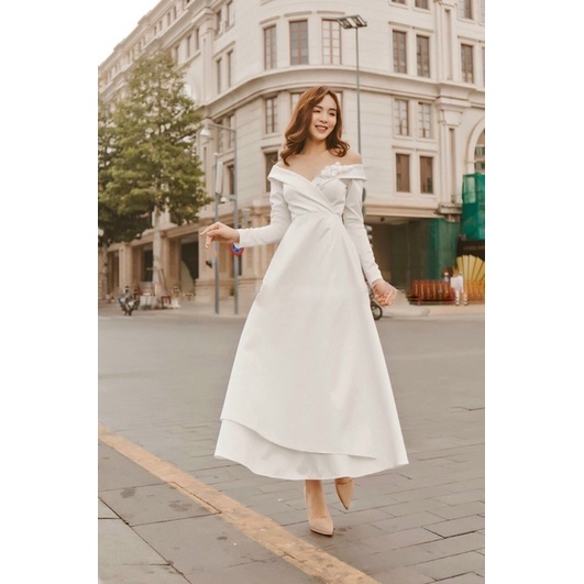 ĐẦM XOÈ DỰ TIỆC TRỄ VAI TAY DÀI size S/m/L/Xl