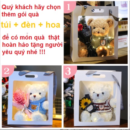 Quà tặng hoa khô mini và túi phối gấu teddy