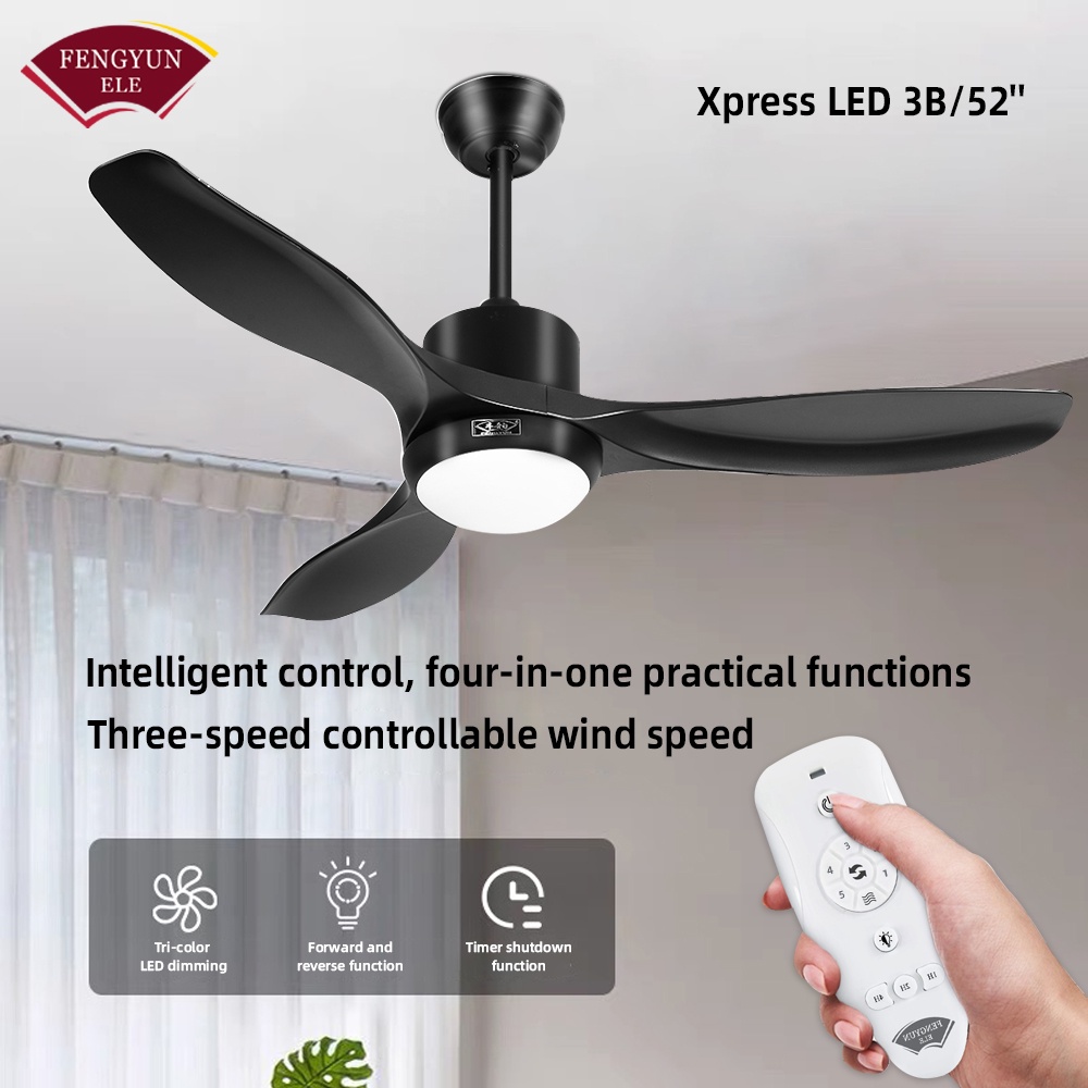 FENGYUN Quạt trần đèn 3 cánh vân độ gió kèm khiển sang Thời gian / Ánh sáng 52inch