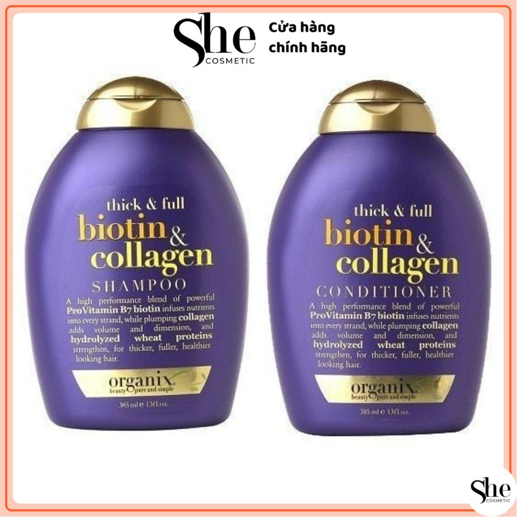 [HÀNG CHÍNH HÃNG] Bộ dầu gội xả giảm rụng tóc OGX Thick & Full Biotin & Collagen 385ml - 577ml - sẵn hàng