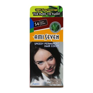 [ĐẦY-ĐỦ-PHỤ-KIỆN] Thuốc nhuộm tóc Ami Seven S6 Dark Brown (Nâu đậm)