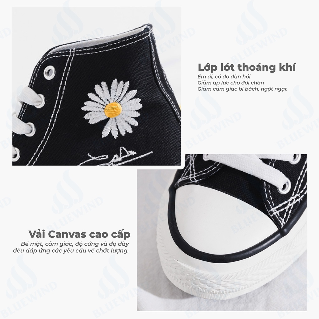 Giày Vải Canvas Nữ Cao Cổ Thiết Kế Basic Thời Trang  Bluewind 68853