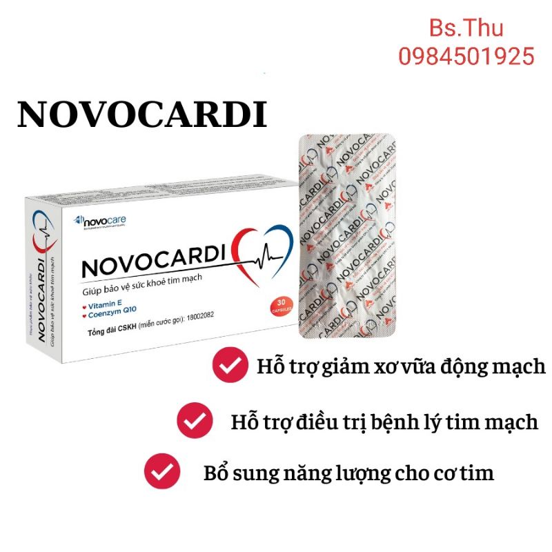 NOVOCARDI hỗ trợ bảo vệ sức khỏe tim mạch hộp 30 viên