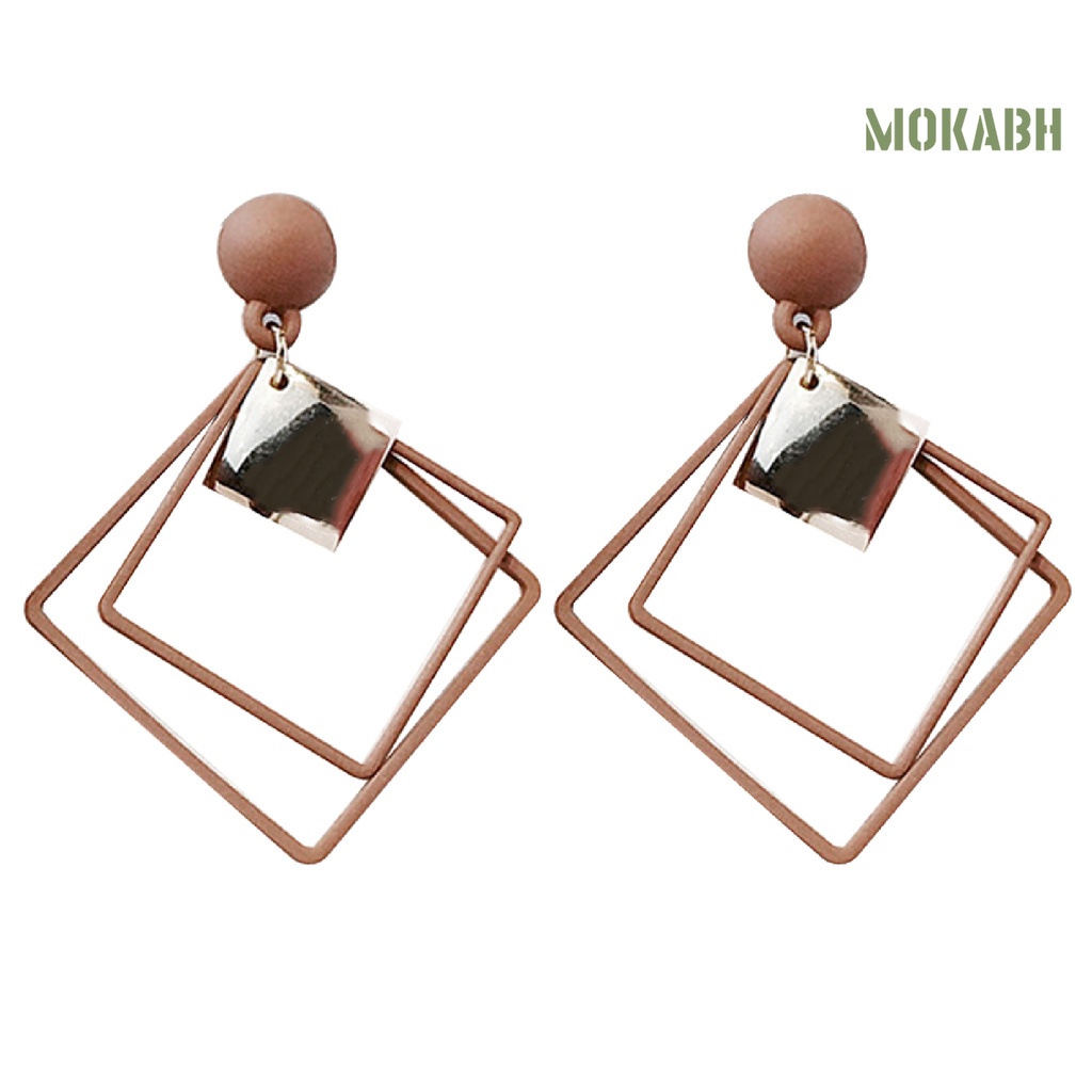 1 Đôi Bông Tai Hình Vuông Hợp Kim Thời Trang