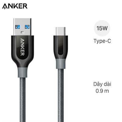 Dây sạc A8168 Type C 3.0 (0.9m) Anker