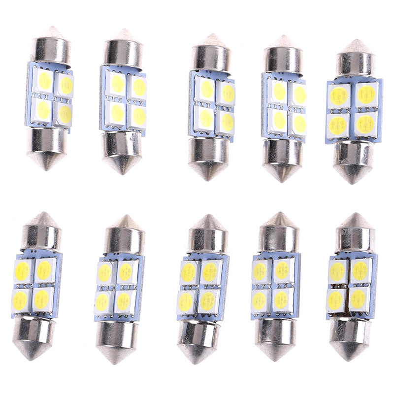 Set 10 Bóng Đèn Led 5050 31mm 4smd Dc12V Chuyên Dụng Cho Xe Hơi