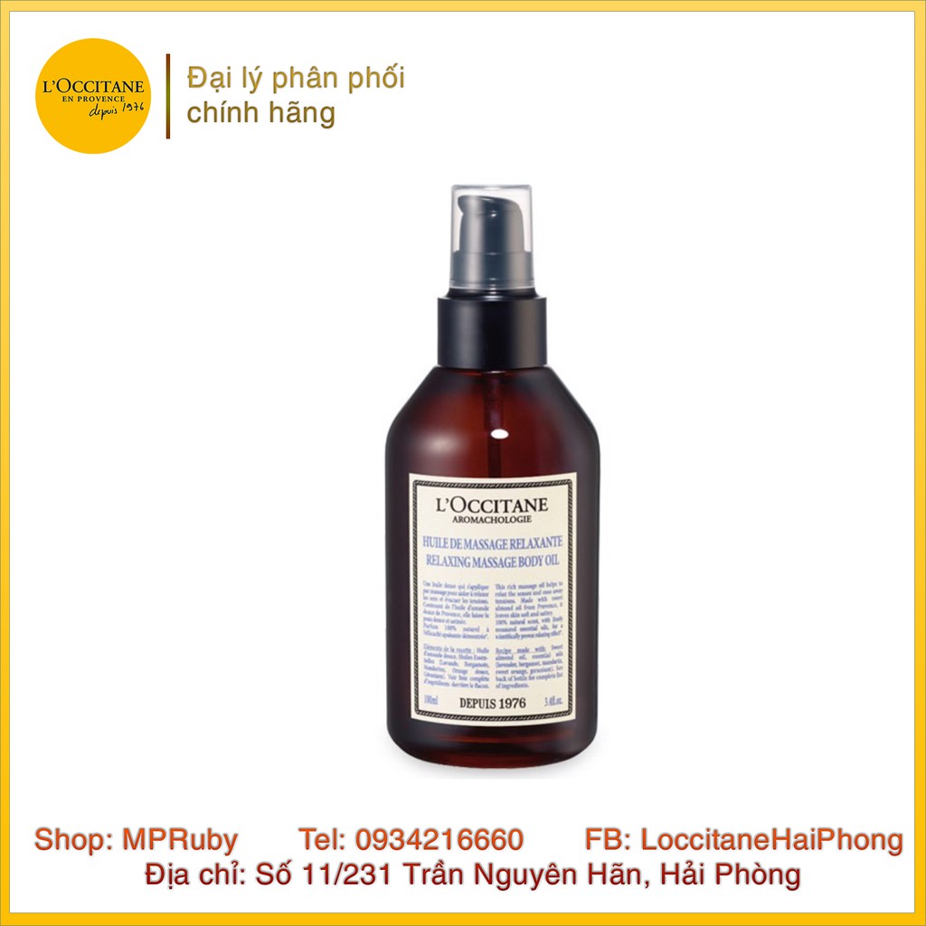 Tinh dầu massage thư giãn L'occitane Aroma Relaxing Massage Oil 100ml