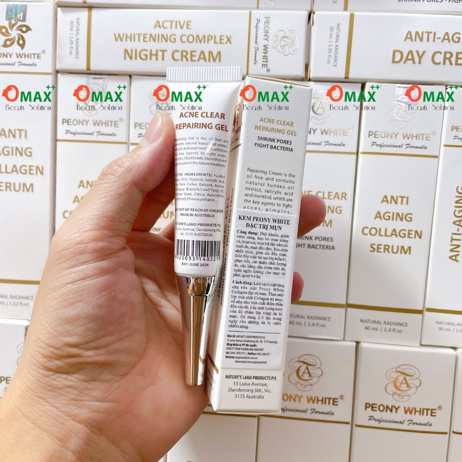 KEM MỤN PEONY WHITE - ACNE CLEAR REPAIRING CREAM - NGỪA MỤN - GIẢM THÂM SAU MỤN - GIẢM CÁC TÁC NHÂN GÂY MỤN 20ml