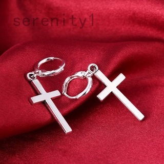 Serenity1 Khuyên tai hợp kim hình chữ thập cá tính