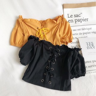 [Mã Fashion10 Giảm 10K đơn 50K] Áo Cro-top nữ đan dây cá tính