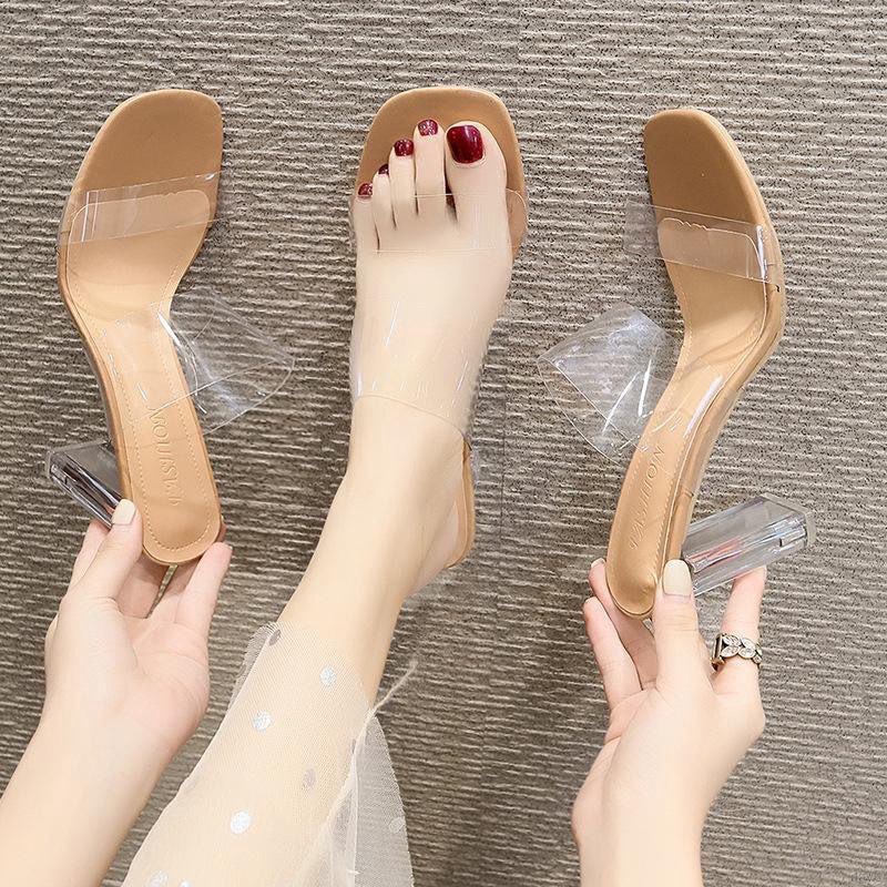 Guốc sandal quai trong gót cao 9cm mới nhất 2021 - z24