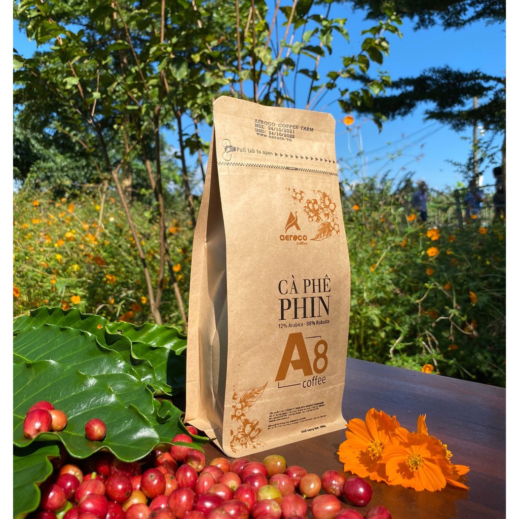 Cafe nguyên chất cà phê bột A8 AEROCO COFFEE cà phê nguyên chất 100% gói 250g | BigBuy360 - bigbuy360.vn