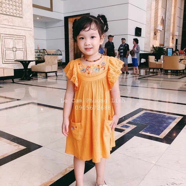 Váy thêu hoa Next UK (màu vàng)