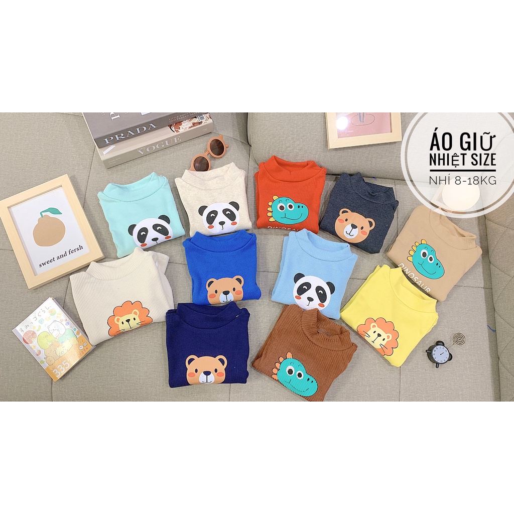 Áo thun cotton dài tay cổ 3p cho bé trai và bé gái 6-18kg