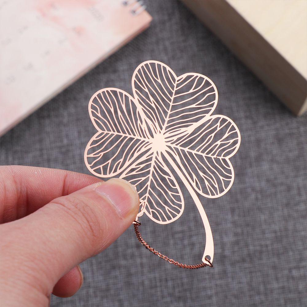 LAKAMIER Bookmark Kim Loại Hình Chiếc Lá Màu Vàng Hồng Dễ Thương