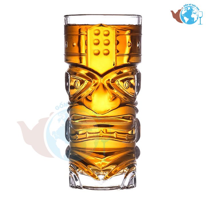 Ly thủy tinh mặt quỷ DELI DSKB035 chịu nhiệt cao cấp, cốc thổ dân thủy tinh kiểu Châu Âu cao cấp