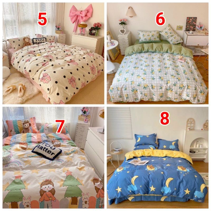 Bộ chăn ga gối phong cách Hàn quốc Cotton Living (100% cotton). Chọn mẫu