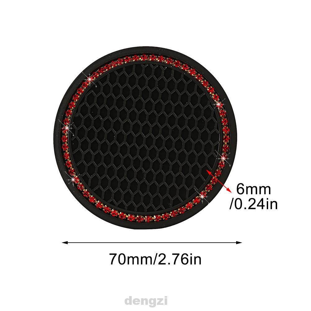 Bộ 2 Miếng Lót Ly Bằng Silicon Mềm Hình Tròn Đính Đá Lấp Lánh Cách Nhiệt Dễ Vệ Sinh Trang Trí Nội Thất Xe Hơi