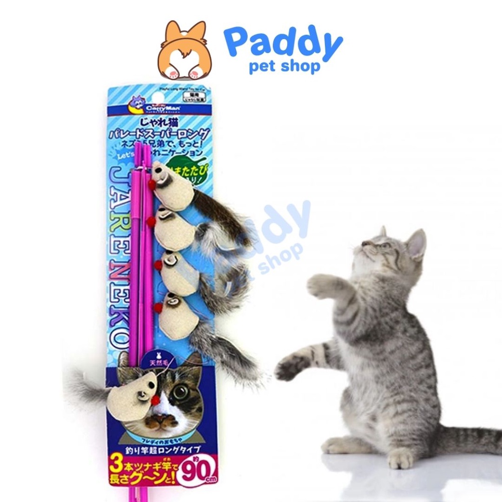 Cần Câu Mèo Siêu Dài 90cm Đính 5 Chuột CattyMan