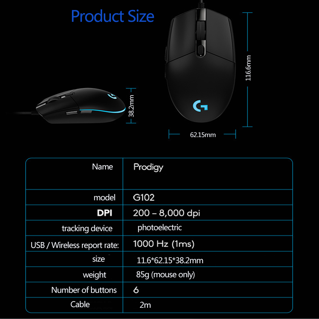 Chuột Chơi Game Logitech G102 Quang Học Có Dây 8000dpi