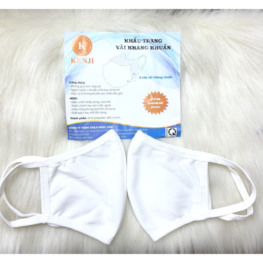 KHẨU TRANG VẢI KHÁNG KHUẨN 2 LỚP TRẮNG KENJI | BigBuy360 - bigbuy360.vn