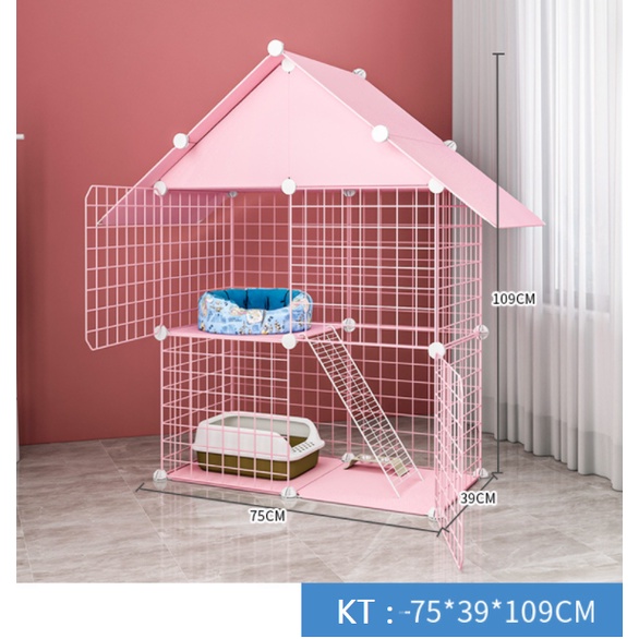 Combo Chuồng Chó Mèo Màu Hồng Siêu Dễ Thương - Tặng Kèm Vòng Cổ - Đa Dạng Kích Thước Mẫu Mã