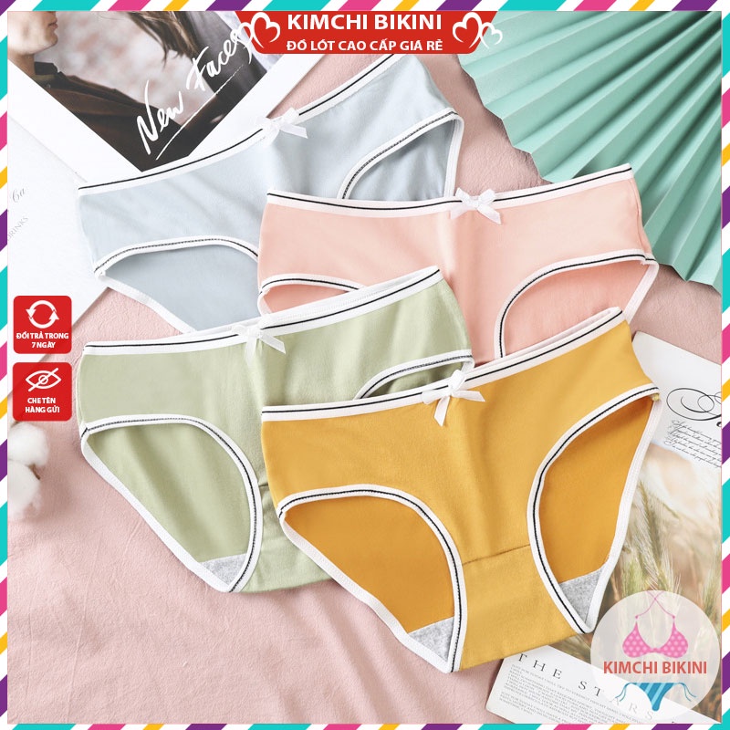 Quần lót nữ Cotton viền trắng cạp chun kháng khuẩn KIMCHIBIKINI chip nhật thoáng mát mềm mại dễ thương QL057