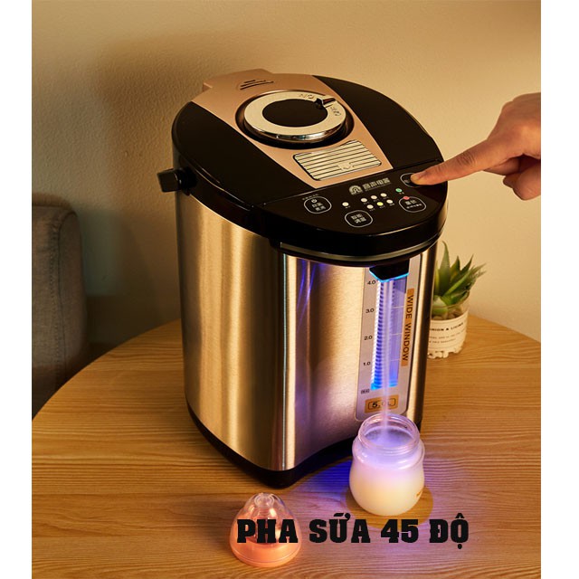 (6 chế độ nhiệt)Bình Thủy Điện 5 Lít Cảm Ứng nhiệt-cài đặt chế độ pha sữa, pha cà phê, đun nước sôi, bình giữ nhiệt