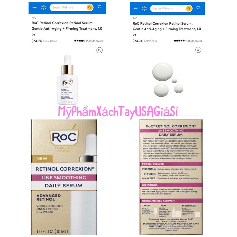 [USA]Tinh chất chống lão hóa làm mềm mại nếp nhăn RoC Retinol Correxion Line Smoothing Daily Serum 30ml