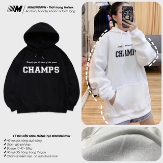 Áo hoodie unisex dáng rộng in chữ CHAMPS kiểu dáng basic chất vải dầy đẹp