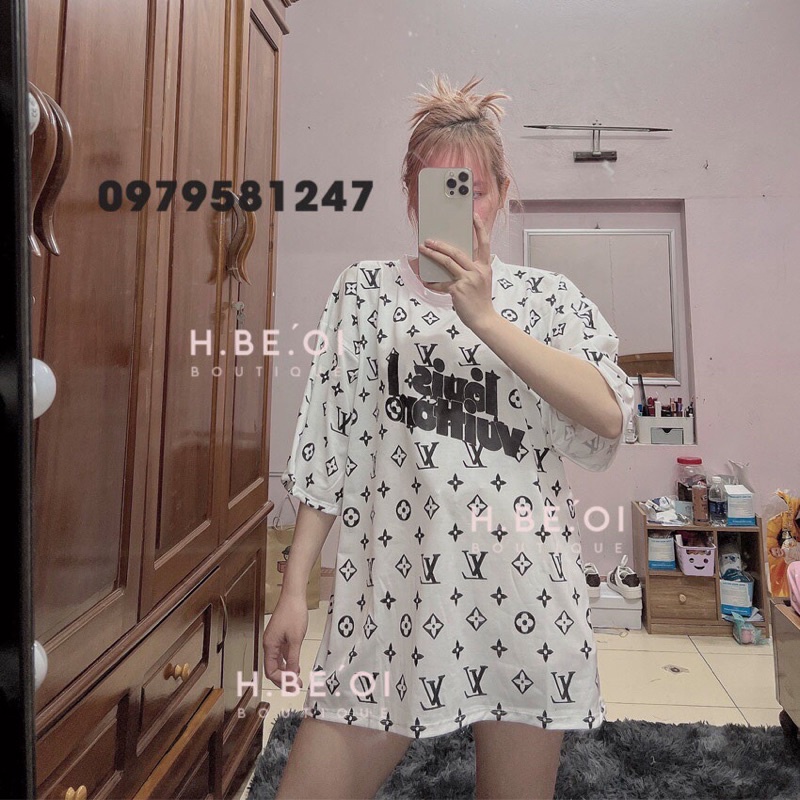Áo Thun Tay Lỡ L.V Eo Vì Hot Trend Form Rộng Cổ Tròn Phong Cách Cá Tính Năng Động-Áo Phông Nam Nữ Unisex Freesize Tay Lỡ