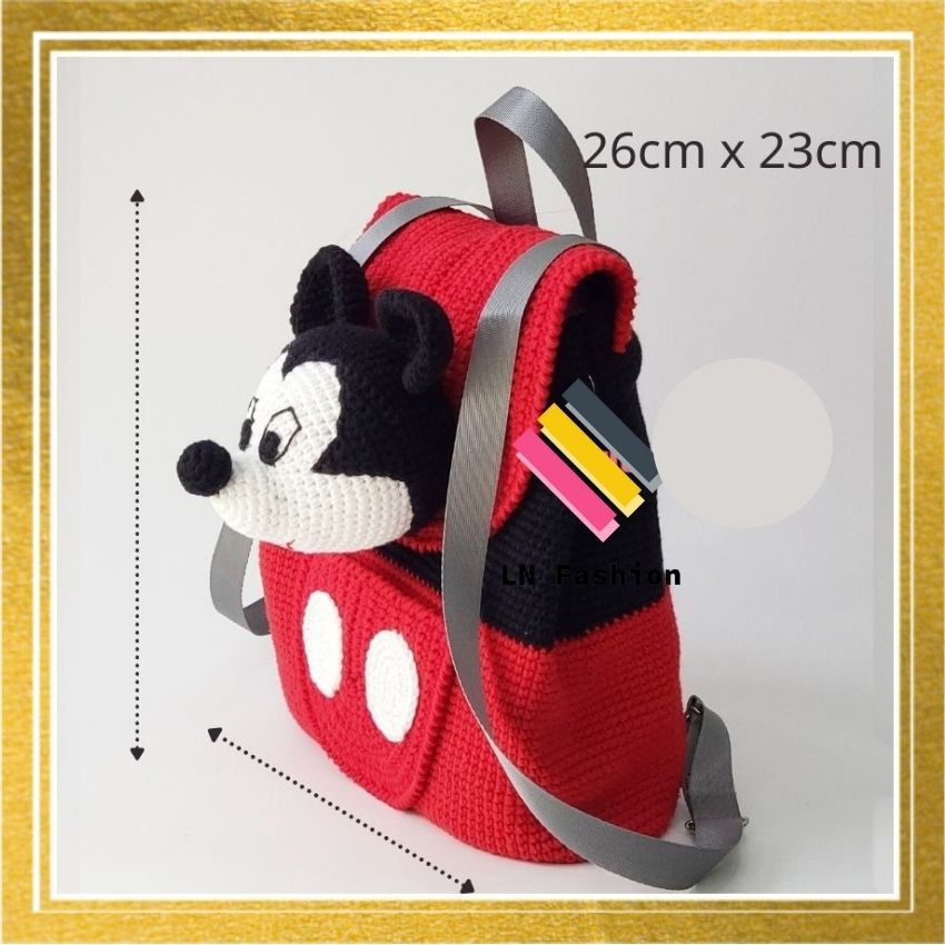 Thời trang cho bé , balo móc len thủ công cao cấp hình Micky - minnie - LN_Fashion