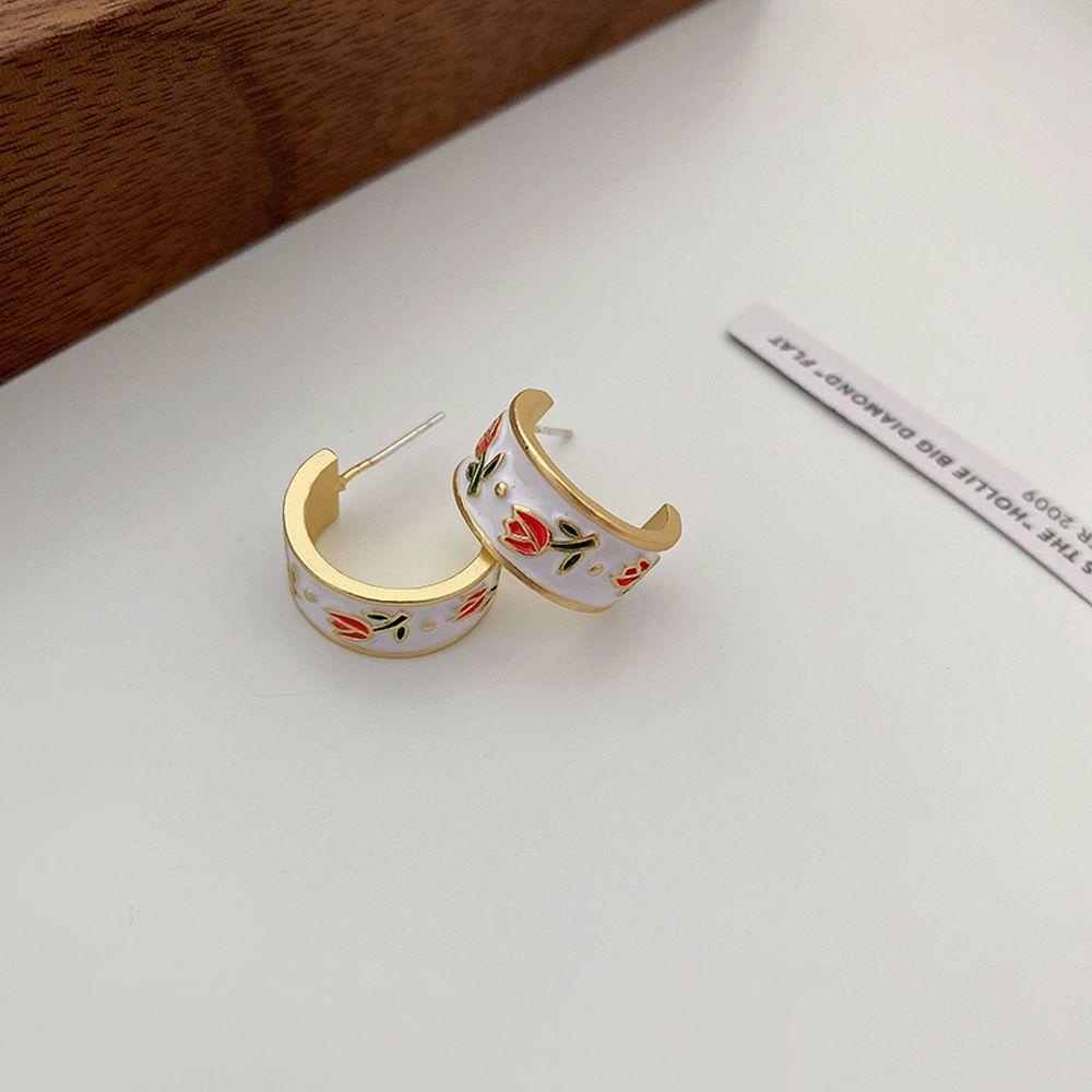 EXPEN Khuyên Tai Hoa Tulip Đính Đá Thời Trang Cho Nữ