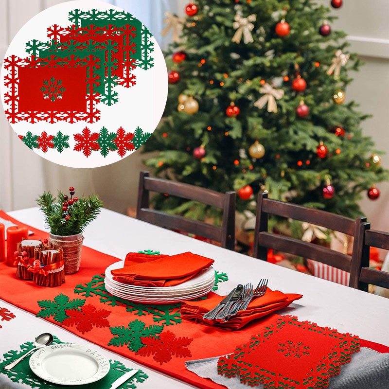 Tấm Lót Cốc Chống Trượt Chịu Nhiệt Hình Bông Tuyết Năm Mới / Giáng Sinh