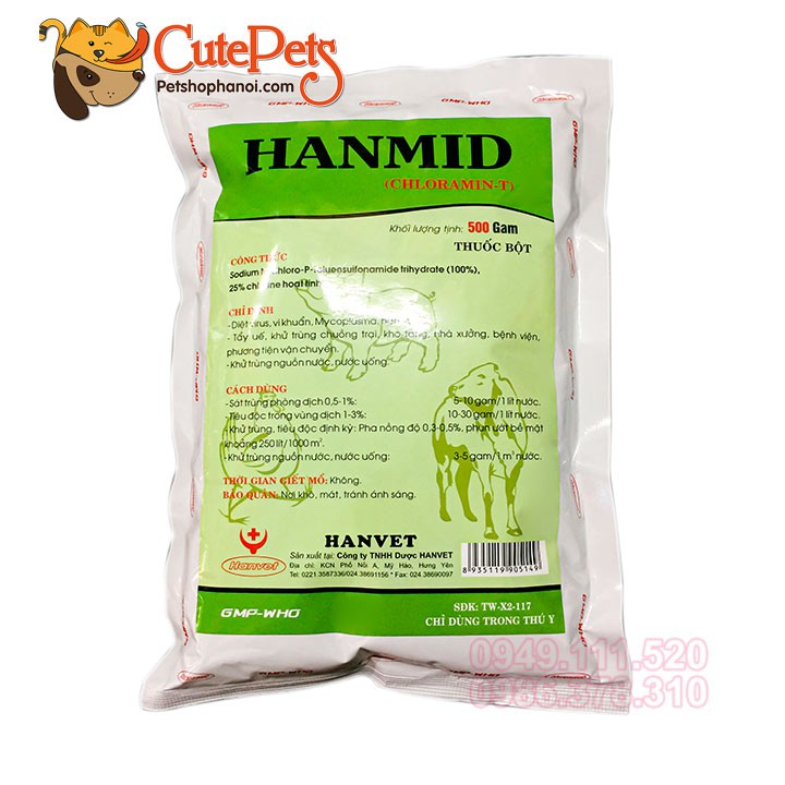 Bột sát trùng Hanmid 50g Cloramin-T Dành cho thú cưng - CutePets