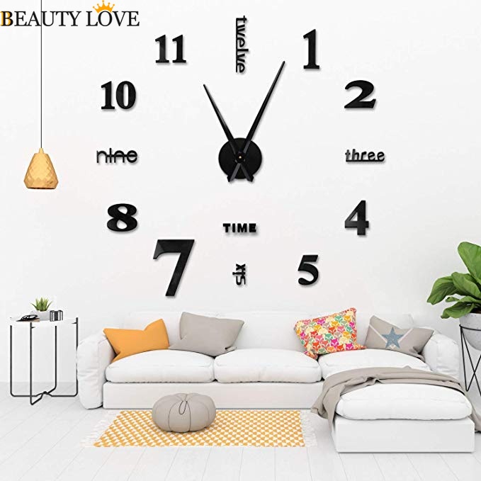 Đồng Hồ Dán Tường 3D DIY Mặt Gương Kim Loại Tráng Gương Độc Đáo