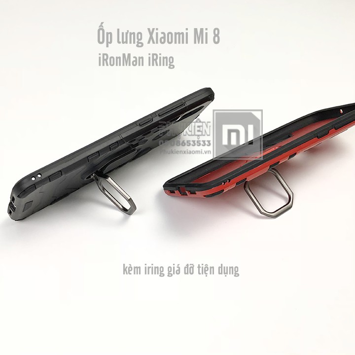 Ốp lưng Xiaomi Mi 8 iRON - MAN IRING Nhựa PC cứng viền dẻo chống sốc - Đen