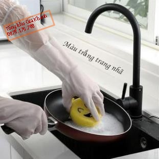 Găng Tay Cao Su Dài - Bao Tay Rửa Bát, Giặt Quần Áo Loại Dài Bo Chun - Siêu Dai, Cảm Giác Thật