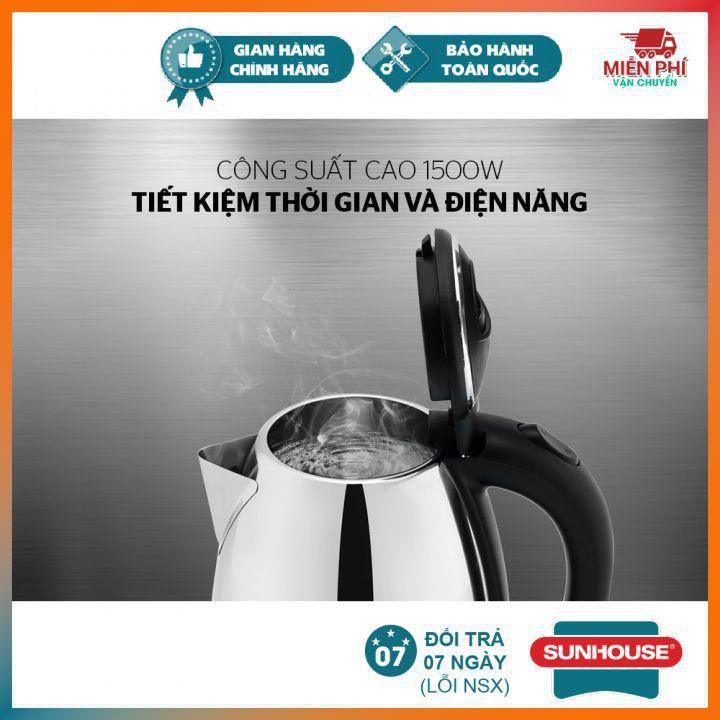 Ấm Siêu Tốc, Bình Đun Siêu Tốc Happy Time HTD1081, Inox 2 Lớp, Dung Tích 1,5L Chất Lượng Cao, Đun Sôi Nhanh Chóng.