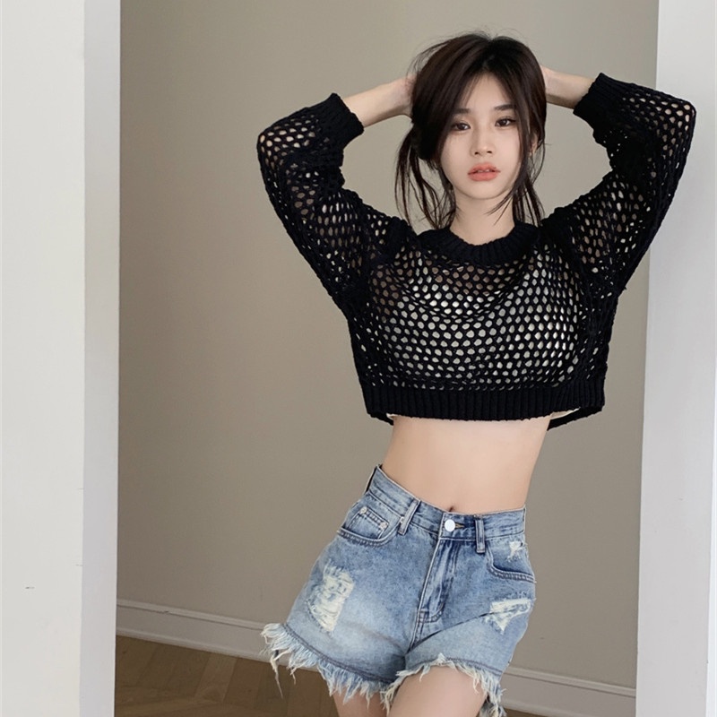 Áo Len Nữ Tay Dài Khoét Lỗ Thời Trang