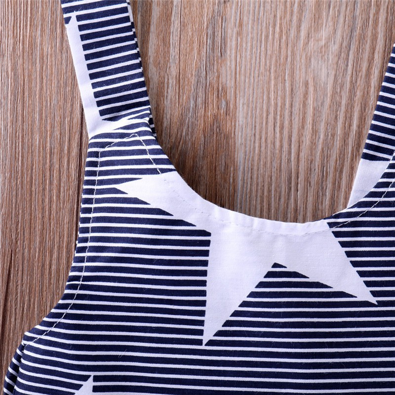 Đầm Hai Dây Đi Biển Mùa Hè In Họa Tiết Ngôi Sao Kẻ Sọc Đáng Yêu Cho Bé Gái 1-5 Tuổi