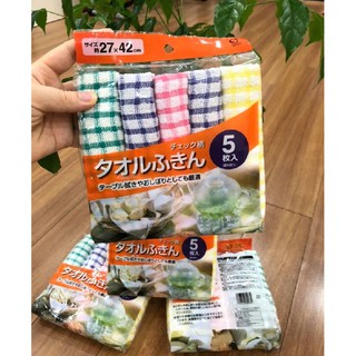 Set 5 khăn lau kẻ Nhật Bản